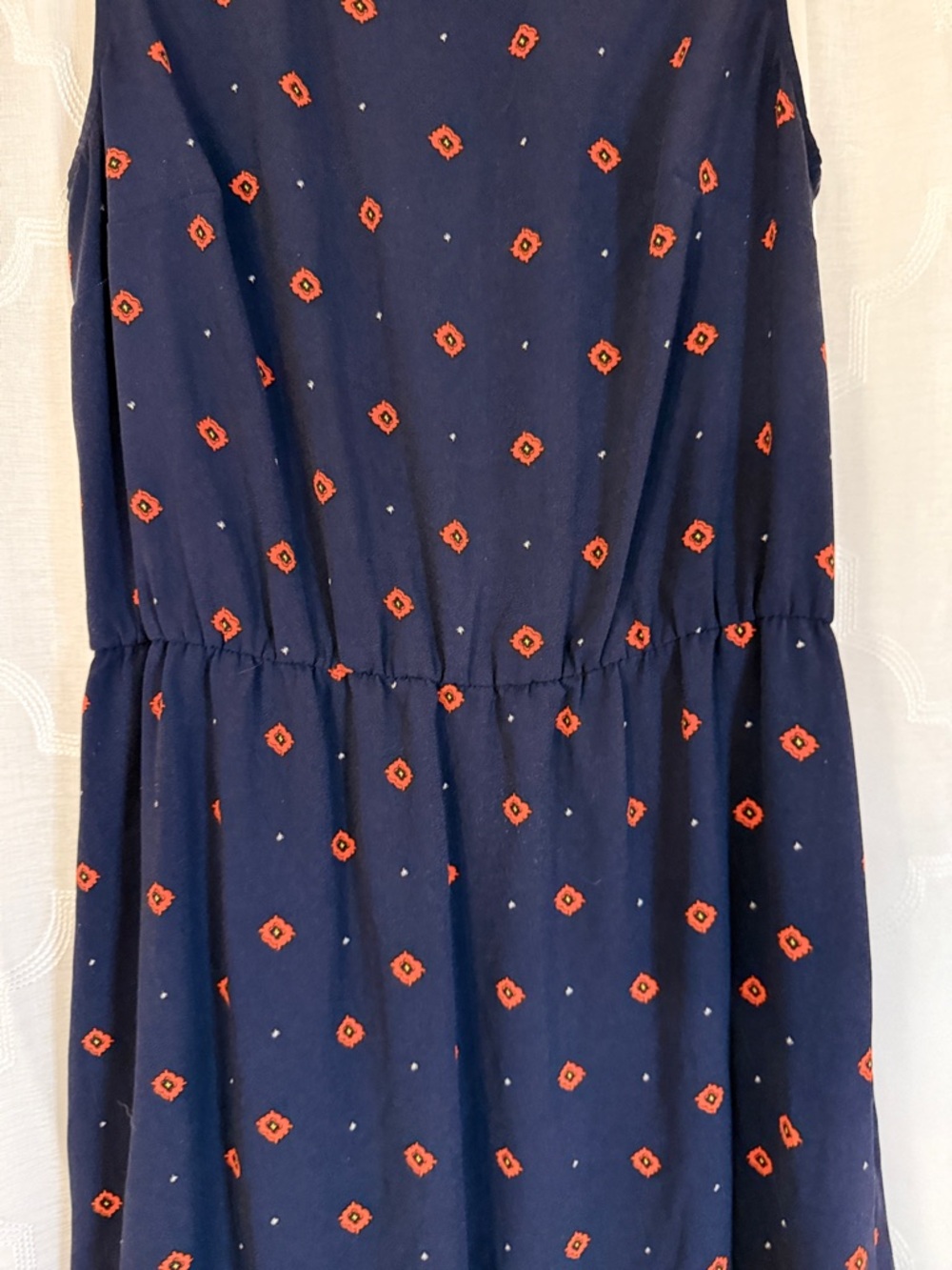 A New Day Navy Midi Dress | XS | Red Geo Print Sleeveless Dress Diamond 💎 - Picture 9 of 16